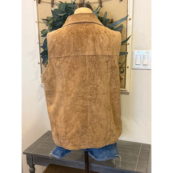 ST. JOHN"S BAY Suede Vest Top Jacket Brown Tan Zip Women size 18 Vintage - Picture 5 of 9